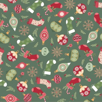Merry Market MAS11513-G Ornaments Green by Kimberbell for Maywood Studio