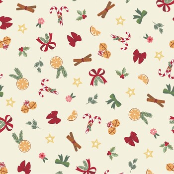 Merry Market MAS11514-E Bows and Bits Cream by Kimberbell for Maywood Studio