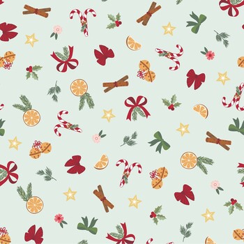 Merry Market MAS11514-Q Bows and Bits Aqua by Kimberbell for Maywood Studio
