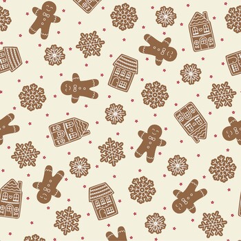 Merry Market MAS11515-E Gingerbread Cookies Cream by Kimberbell for Maywood Studio