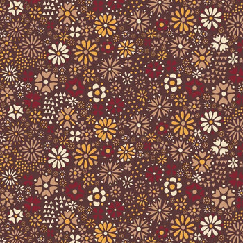 Autumn Owl 30260105-02 Dense Ditsy Floral Dark Brown by Camelot Fabrics