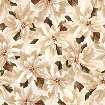 Gingham Garland MAS11461-E Poinsettias Cream by Maywood Studio