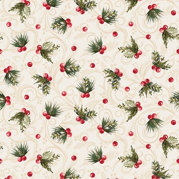 Gingham Garland MAS11463-E Berries Cream by Maywood Studio