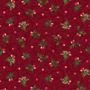 Gingham Garland MAS11463-R Berries Red by Maywood Studio