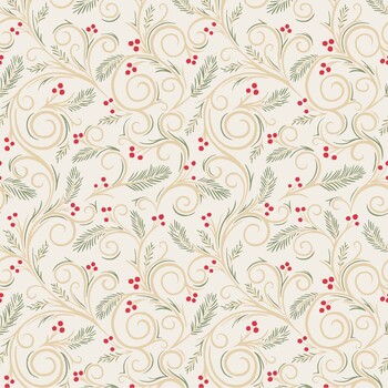 Gingham Garland MAS11464-E Scroll Cream by Maywood Studio