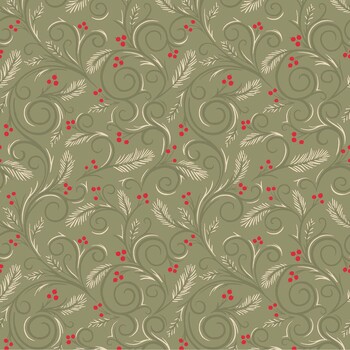 Gingham Garland MAS11464-G Scroll Green by Maywood Studio