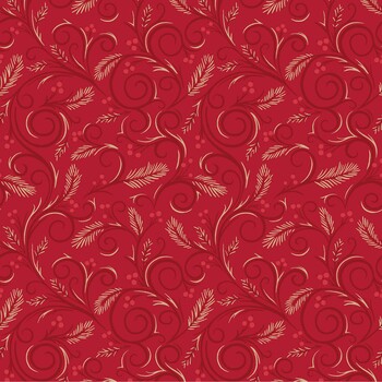Gingham Garland MAS11464-R Scroll Red by Maywood Studio
