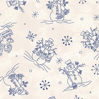 Frosty Friends MAS11481-E Tossed Snowmen Cream by Robin Kingsley for Maywood Studio