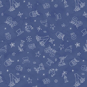 Frosty Friends MAS11482-B2 Hats and Mittens Dark Blue by Robin Kingsley for Maywood Studio