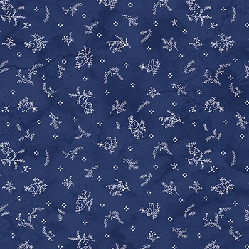 Frosty Friends MAS11484-N Sprigs and Birds Navy by Robin Kingsley for Maywood Studio