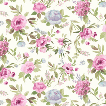 Petals & Blooms Y5263-2 Lt Cream Bouquets by Silvia Vassivela for Clothworks