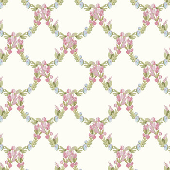 Petals & Blooms Y5264-42 Pink Trellis by Silvia Vassivela for Clothworks