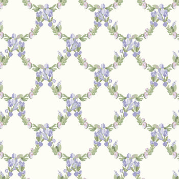 Petals & Blooms Y5264-84 Lt Periwinkle Trellis by Silvia Vassivela for Clothworks
