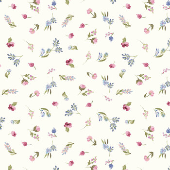 Petals & Blooms Y5265-2 Lt Cream Ditsy by Silvia Vassivela for Clothworks