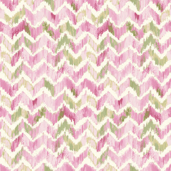 Petals & Blooms Flannel Y5268-42 Pink Chevron by Silvia Vassivela for Clothworks