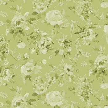 Petals & Blooms Flannel Y5269-24 Olive Tonal by Silvia Vassivela for Clothworks