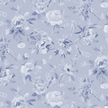 Petals & Blooms Flannel Y5269-85 Periwinkle Tonal by Silvia Vassivela for Clothworks