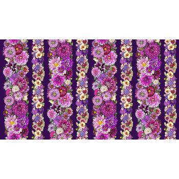 Tina's View Y5283-45 Eggplant Pictorial Stripe by Tina Leto for Clothworks