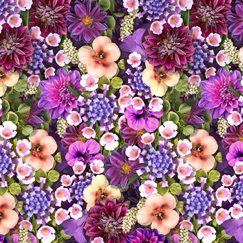 Tina's View Y5285-45 Eggplant Packed Floral by Tina Leto for Clothworks