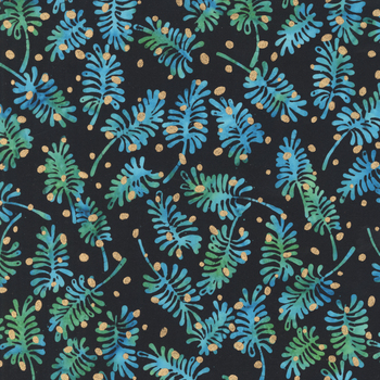 Noel Noel Batik 3962QM-X Pine Leaves Black by Jacqueline de Jonge for Anthology Fabrics