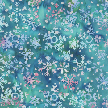 Noel Noel Batik 3967QM-X Snowflakes Winter Teal by Jacqueline de Jonge for Anthology Fabrics