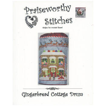 Gingerbread Cottage Drum Cross Stitch Pattern by Praiseworthy Stitches