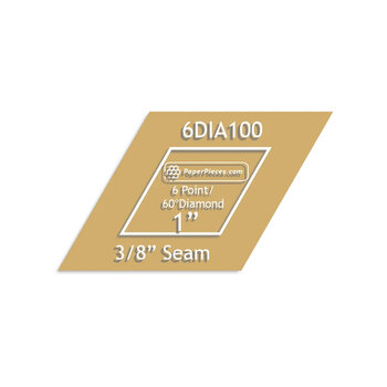 Paper Pieces 1" 6 Point-60 Degree Diamonds Template with 3/8" Seam Allowance