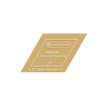 Paper Pieces 2" 6 Point-60 Degree Diamonds Template with 3/8" Seam Allowance