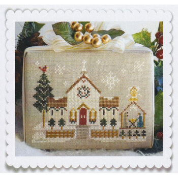 Hometown Holiday - Town Church Cross Stitch Pattern by Little House Needleworks