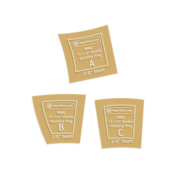 Paper Pieces 15-1/4" Double Wedding Ring 3 Piece Template Set with 3/8" Seam Allowance