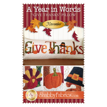 A Year in Words Pillows - Give Thanks - November Pattern - PDF Download, Image