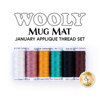  Wooly Mug Mat Series - January - 6pc Appliqué Thread Set, Image