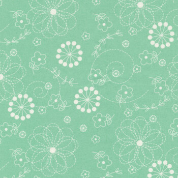 Kimberbell Basics 8246-Q Teal Doodles by Kim Christopherson for Maywood Studio, Image