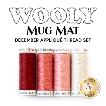  Wooly Mug Mat Series - December - 4pc Appliqué Thread Set , Image