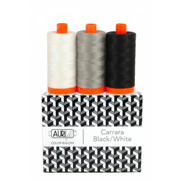 Aurifil Color Builder 3pc Set - Carrara - Black/White, Image