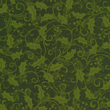 Better Not Pout 10173-40 Holly Swirl Green by Nancy Halvorsen for Benartex Fabrics, Image