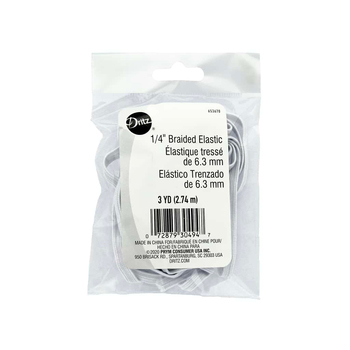 Dritz Prepackaged Braided Elastic - White - 1/4