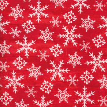 Snow Place Like Home Flannel F5702-80 Red Tossed Snowflakes by Sharla Fults for Studio E Fabrics, Image