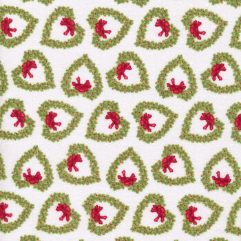 Snow Place Like Home Flannel F5709-06 White Tossed Wreath by Sharla Fults for Studio E Fabrics, Image