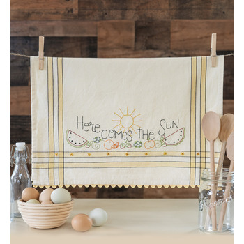  Here Comes the Sun Embroidery Dishtowel Kit - Bareroots, Image