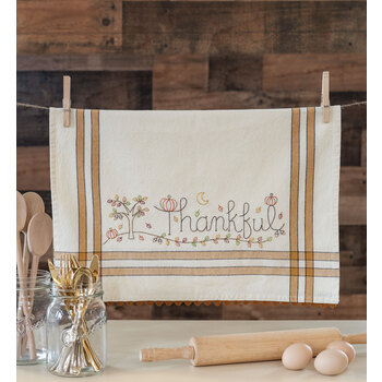  Thankful Embroidery Dishtowel Kit - Bareroots, Image