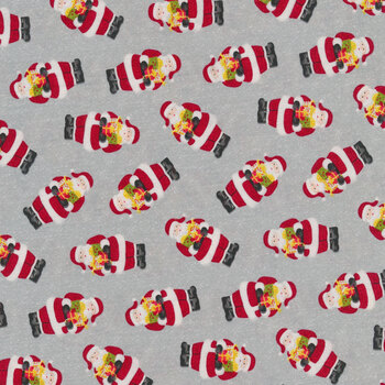 Snow Merry 5694-98 Gray Tossed Santas by Studio E Fabrics, Image