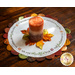 Round autumn themed Scalloped Table Topper with a candle displayed on top