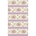 Full image repeat of a purple and cream striped fabric with swirls, scrolls, and elegant floral bundles