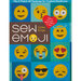 A colorful book cover titled Sew Emoji by Gailen Runge, featuring various emoji faces arranged in a grid. The cover includes a central square with text promoting versatility in creating custom emoticons and projects like quilts and pillows.