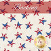 Patterned fabric featuring stars in red, white, and blue, with a cream background. The word Backing appears in a banner at the top, and there is a logo for Shabby Fabrics at the bottom.