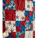 Bright red, white, and blue patriotic fabrics used in the America the Beautiful quilt