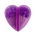 A plastic purple heart shaped pack full of purple hexagon pins