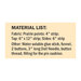 Back of the pattern listing materials required for the project.