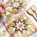 1 round and 1 square floral pattern hot pad with pastel colors